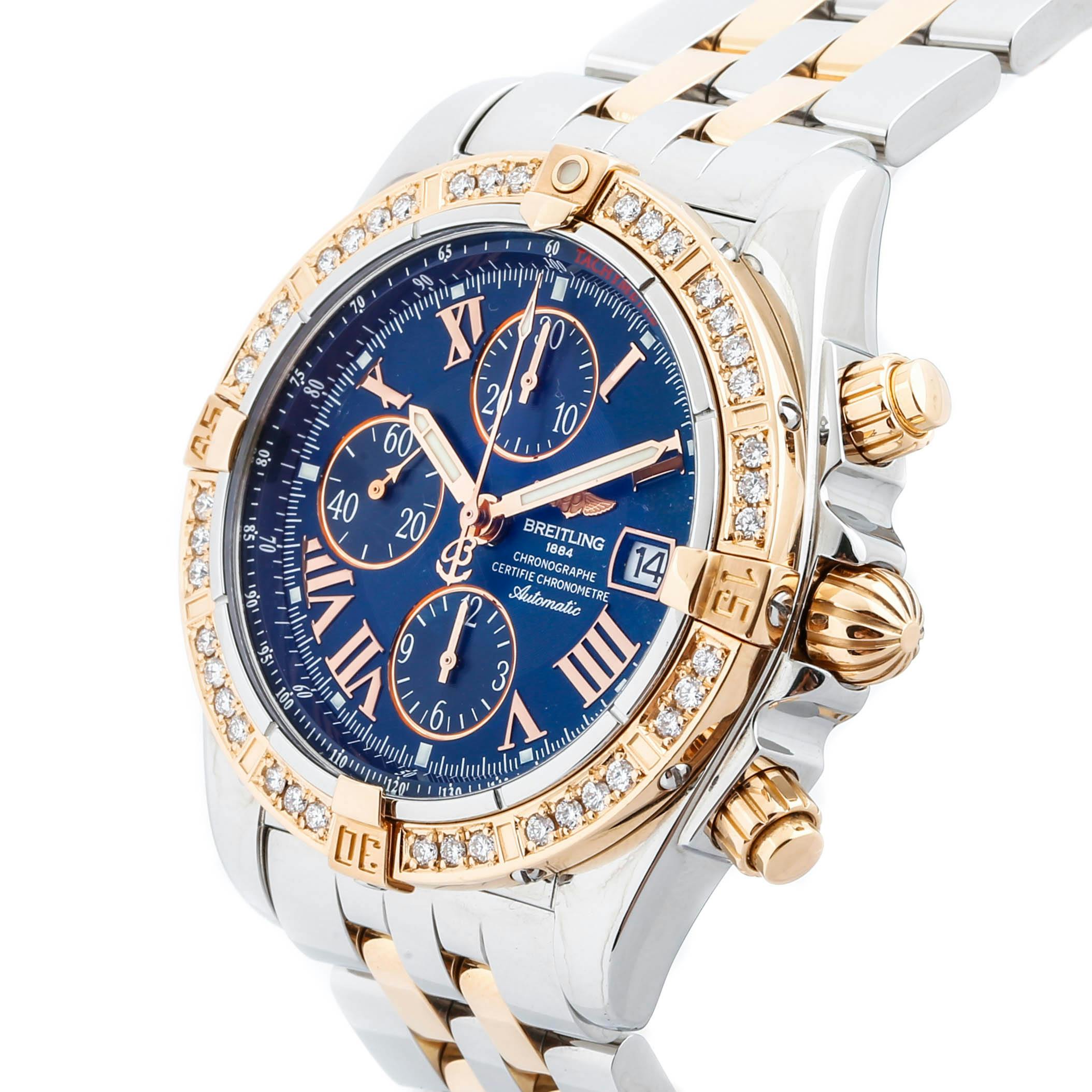 breitling chronomat two tone blue dial
