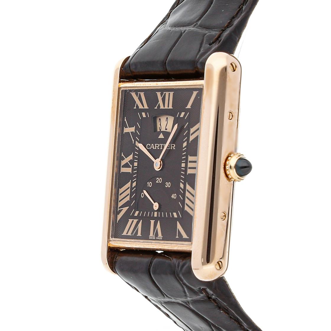 Cartier Brown 18k Rose Gold Tank Louis W1560002 Manual Winding Men's  Wristwatch 29 mm Cartier