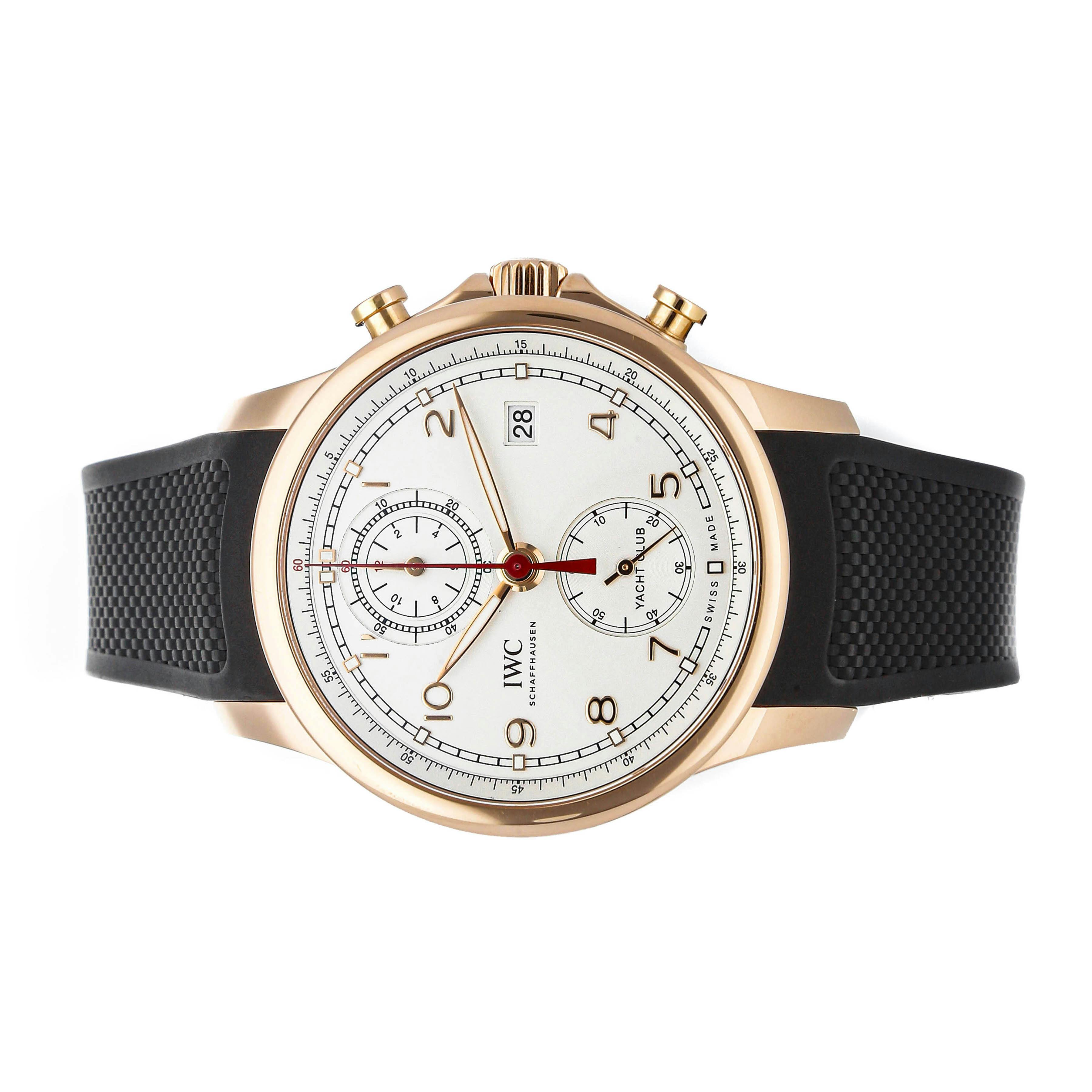 Watches Wristwatches IWC IWC Portuguese Yacht Club Chronograph Silver Dial  18kt Rose Gold  IW390501 