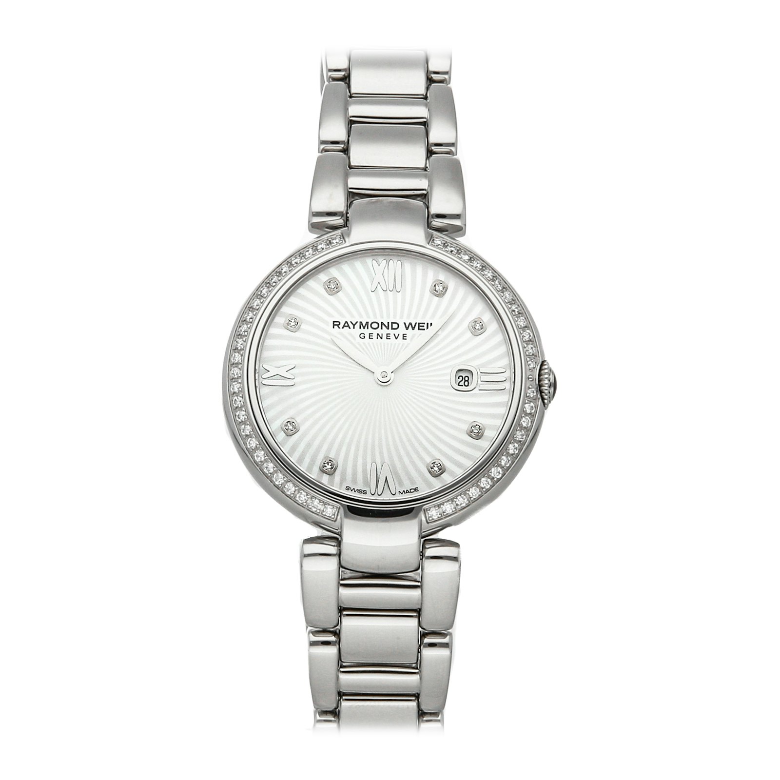 Raymond Weil Shine Quartz 32mm Steel MOP Diamonds Ladies Watch 1600-STS ...