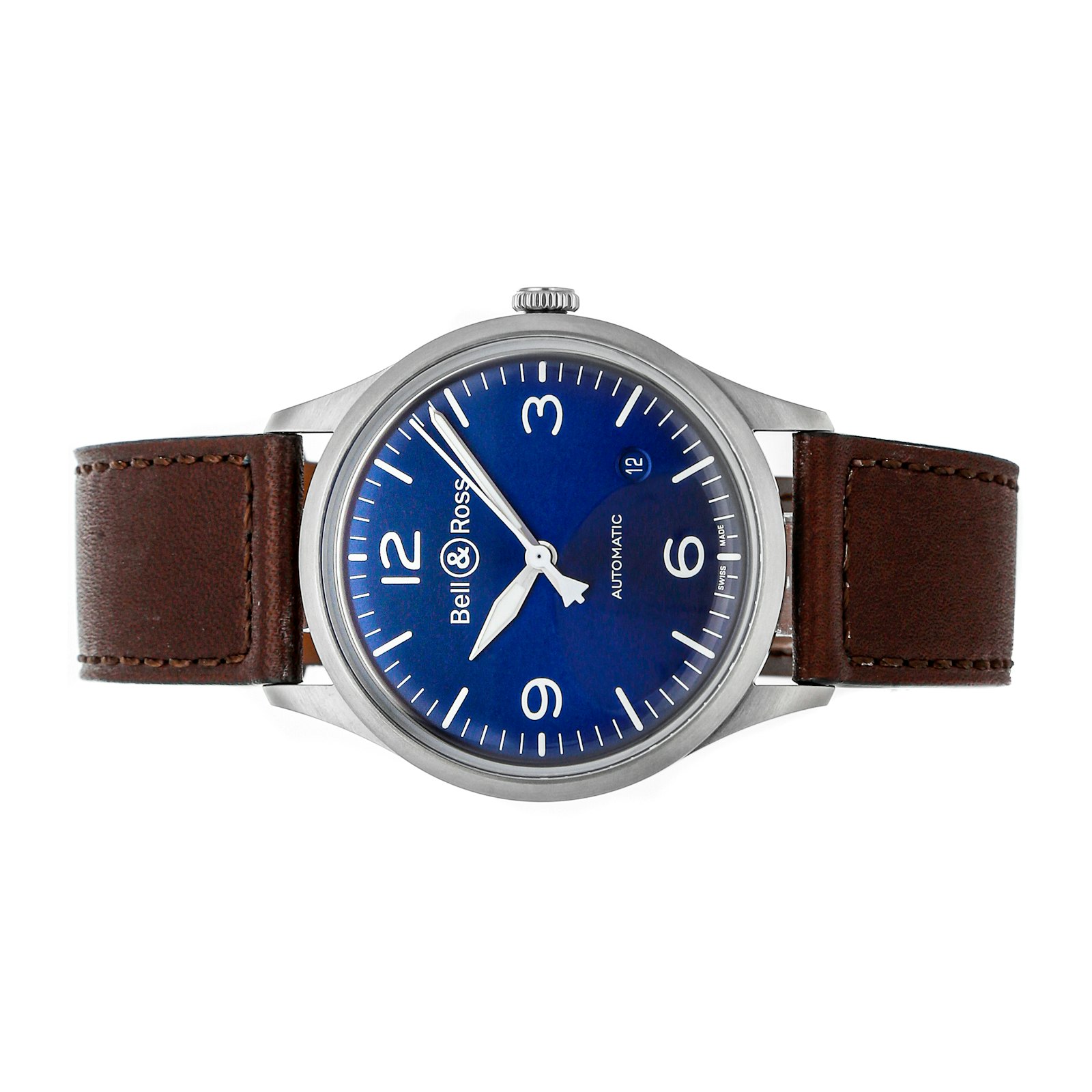 Bell & Ross BR V192 Blue Steel Auto Mens Strap Watch Date BRV192BLUST/SCA eBay