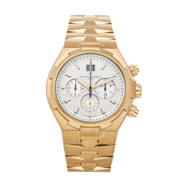 Overseas Chronograph - New Style Yellow Gold on Bracelet with Silver Dial  49150/B01J 9215