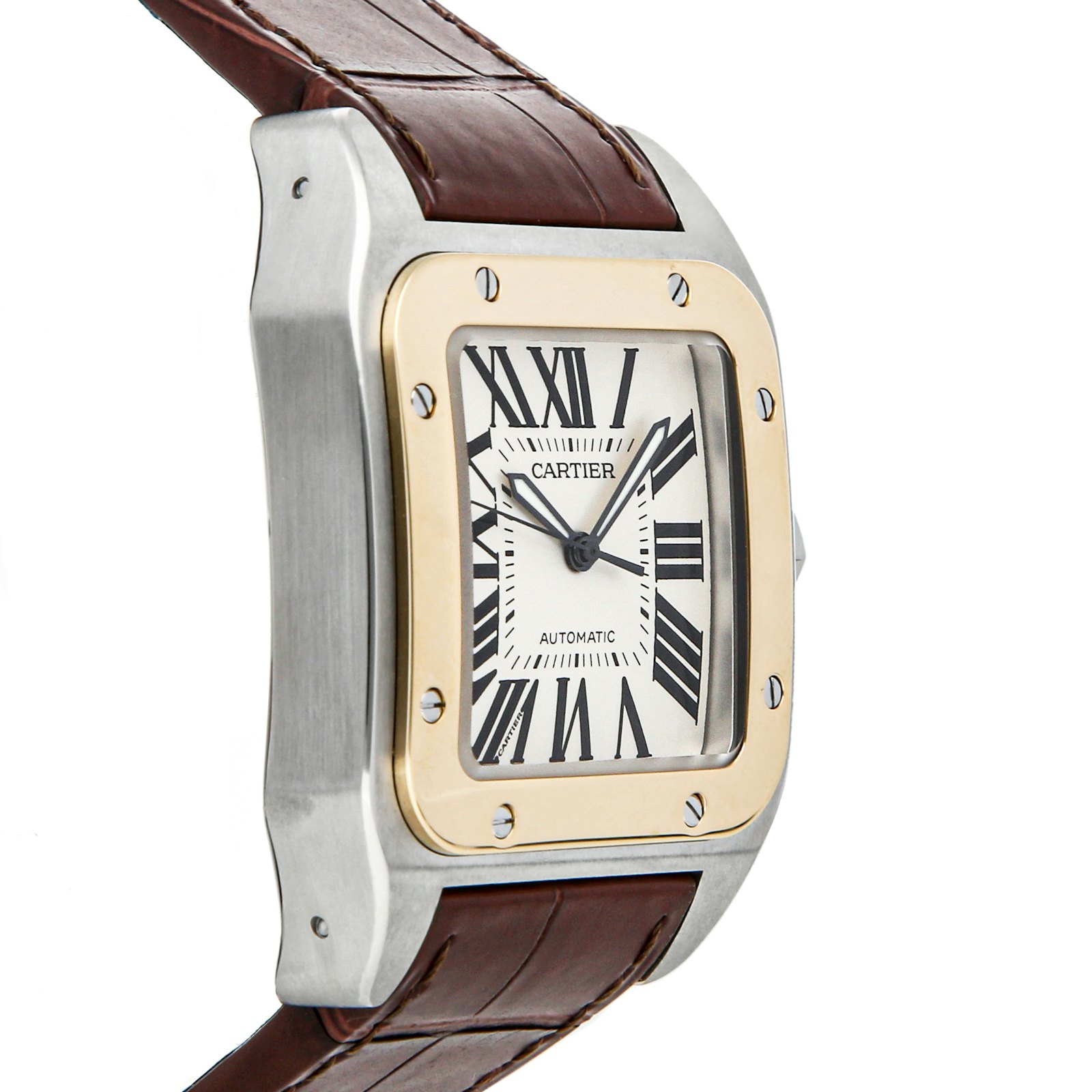 Cartier Santos 100 Large Model Auto 38mm Steel Gold Mens