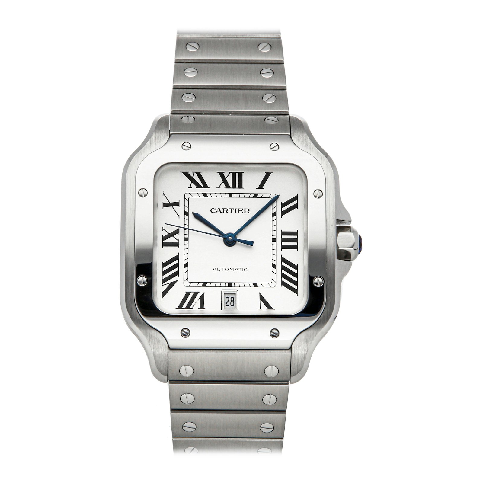 Cartier Santos Large Model Auto Steel Mens Bracelet Watch Date WSSA0018 ...