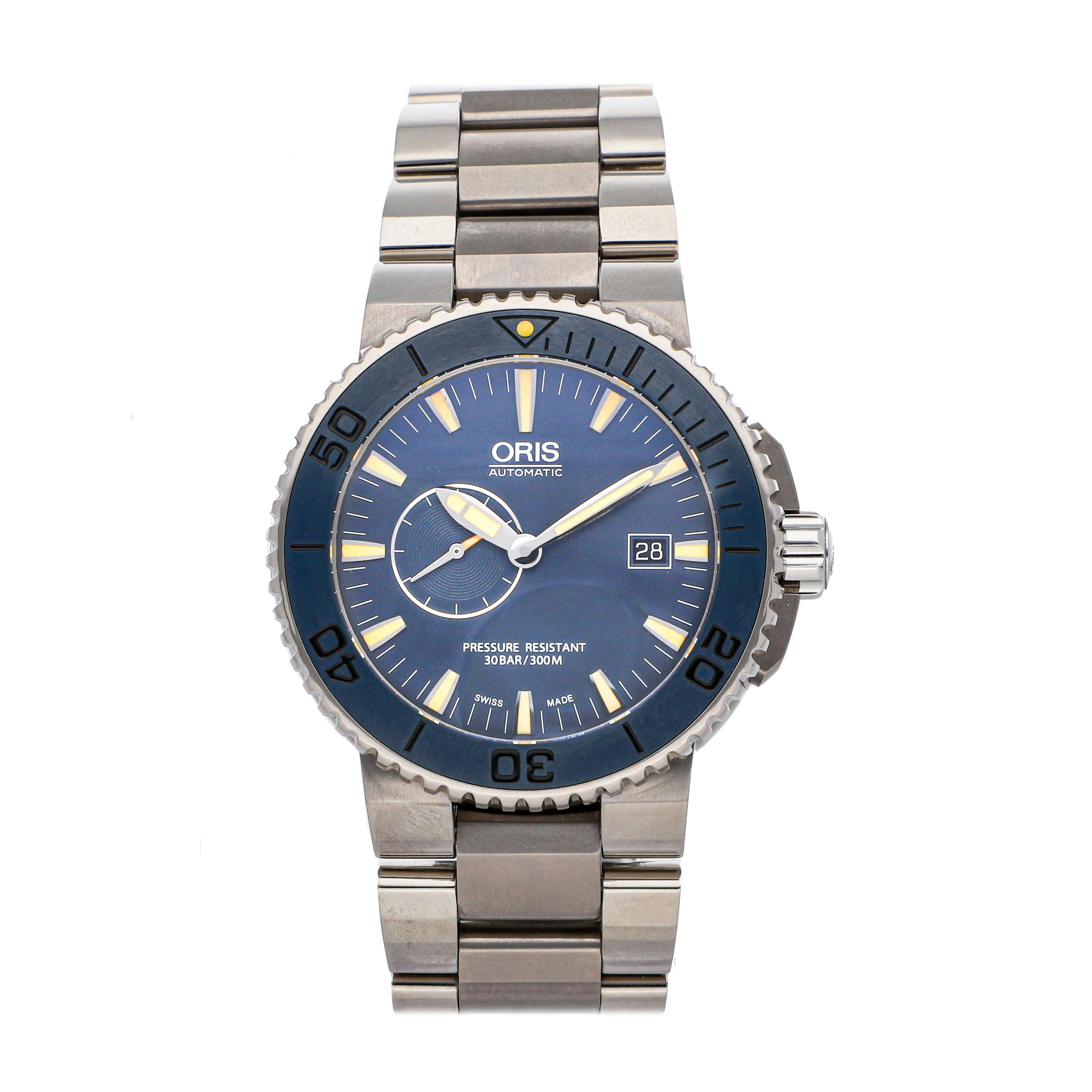 Pre Owned Oris Aquis Maldives Limited Edition 01 643 7654 7185 Set