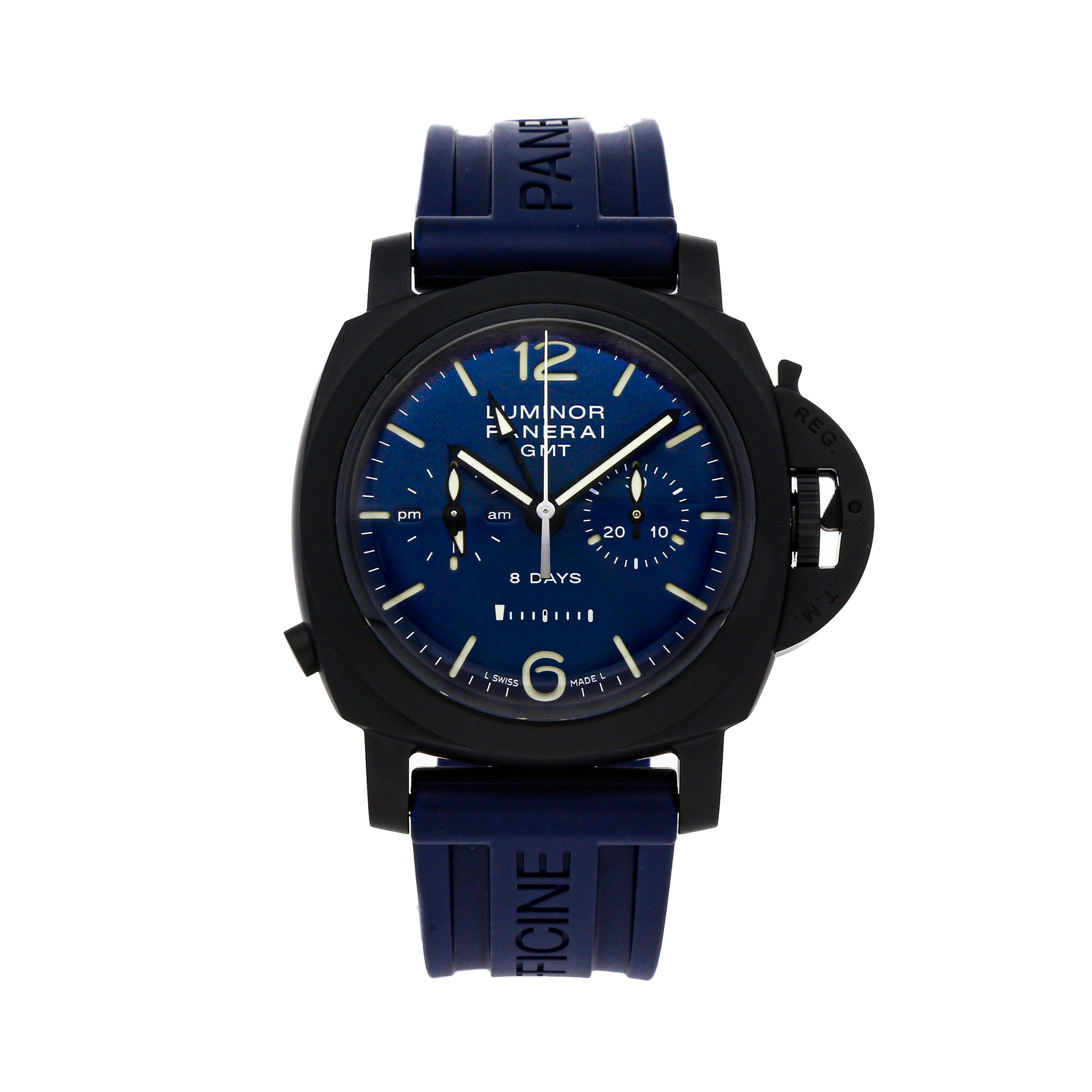 Pre Owned Panerai Luminor Chrono Monopulsante 8 Giorni GMT Blu