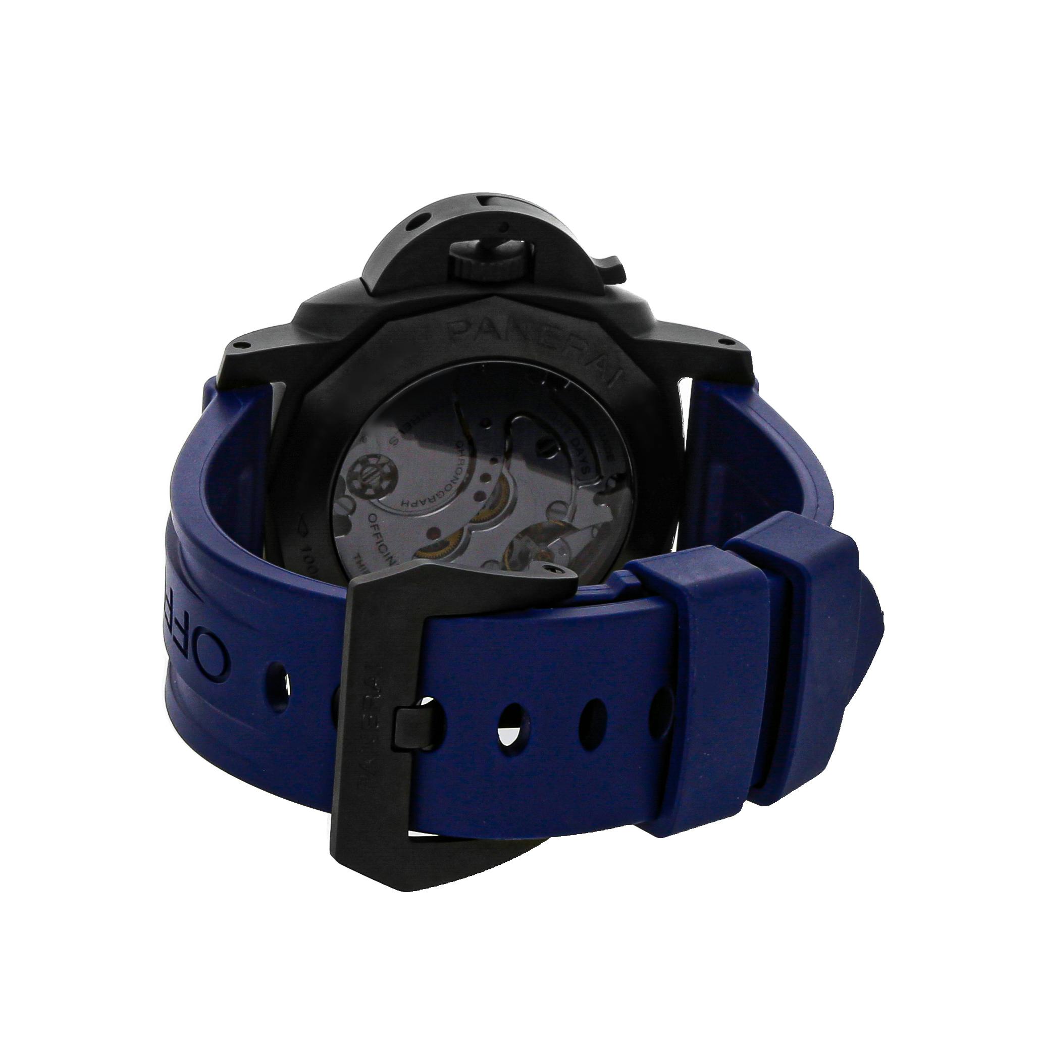 Pre Owned Panerai Luminor Chrono Monopulsante 8 Giorni GMT Blu