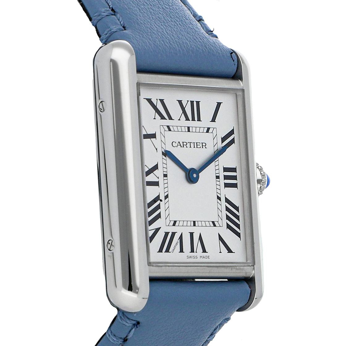 Cartier Tank Must SolarBeat Blue Strap Ladies Steel Watch WSTA0062 Unworn
