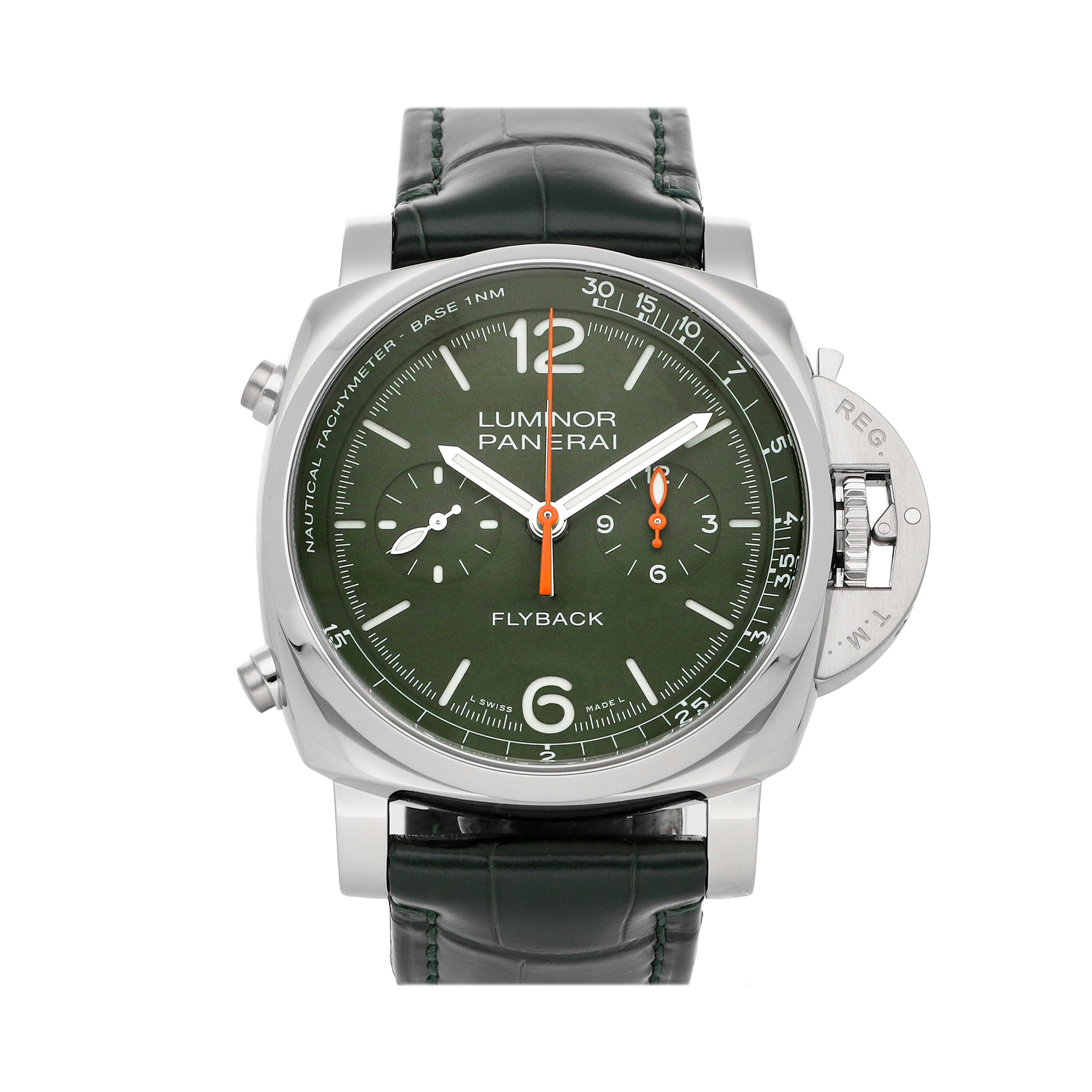 Pre Owned Panerai Luminor Chrono Flyback Verde Militare PAM 1296