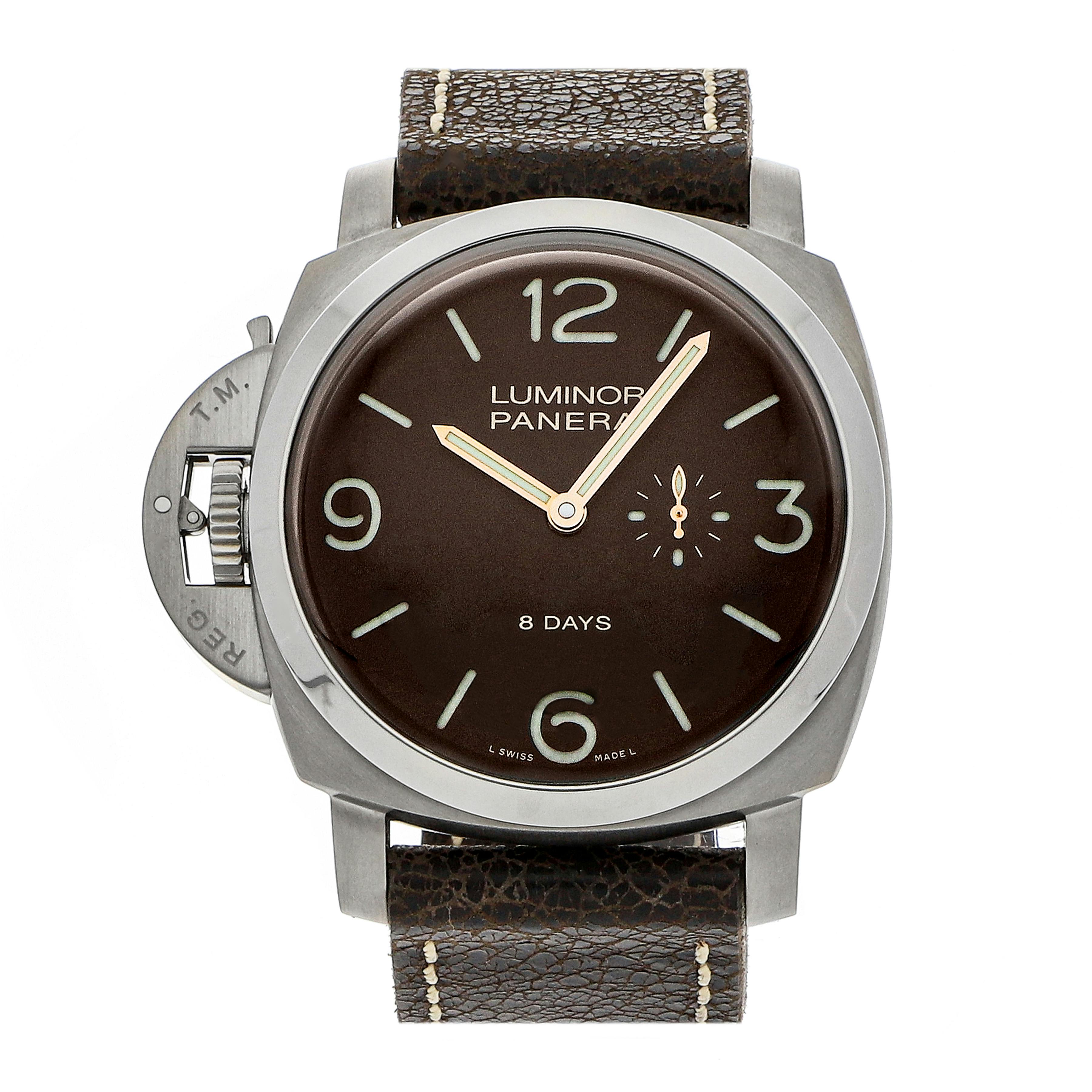 Pre Owned Panerai Luminor 1950 Left Handed 8 Days Titanio PAM 368