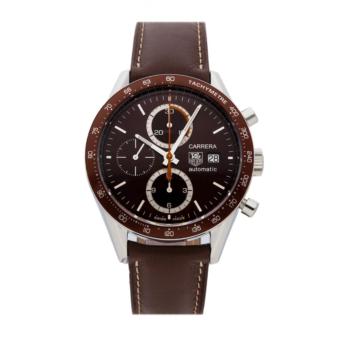 Pre-owned Tag Heuer Carrera Chronograph Brown Dial - Pre-owned Watches
