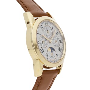 Pre-owned Omega Louis Brandt Perpetual Calendar Moon Phase in Yellow Gold. - Pre-owned Watches 