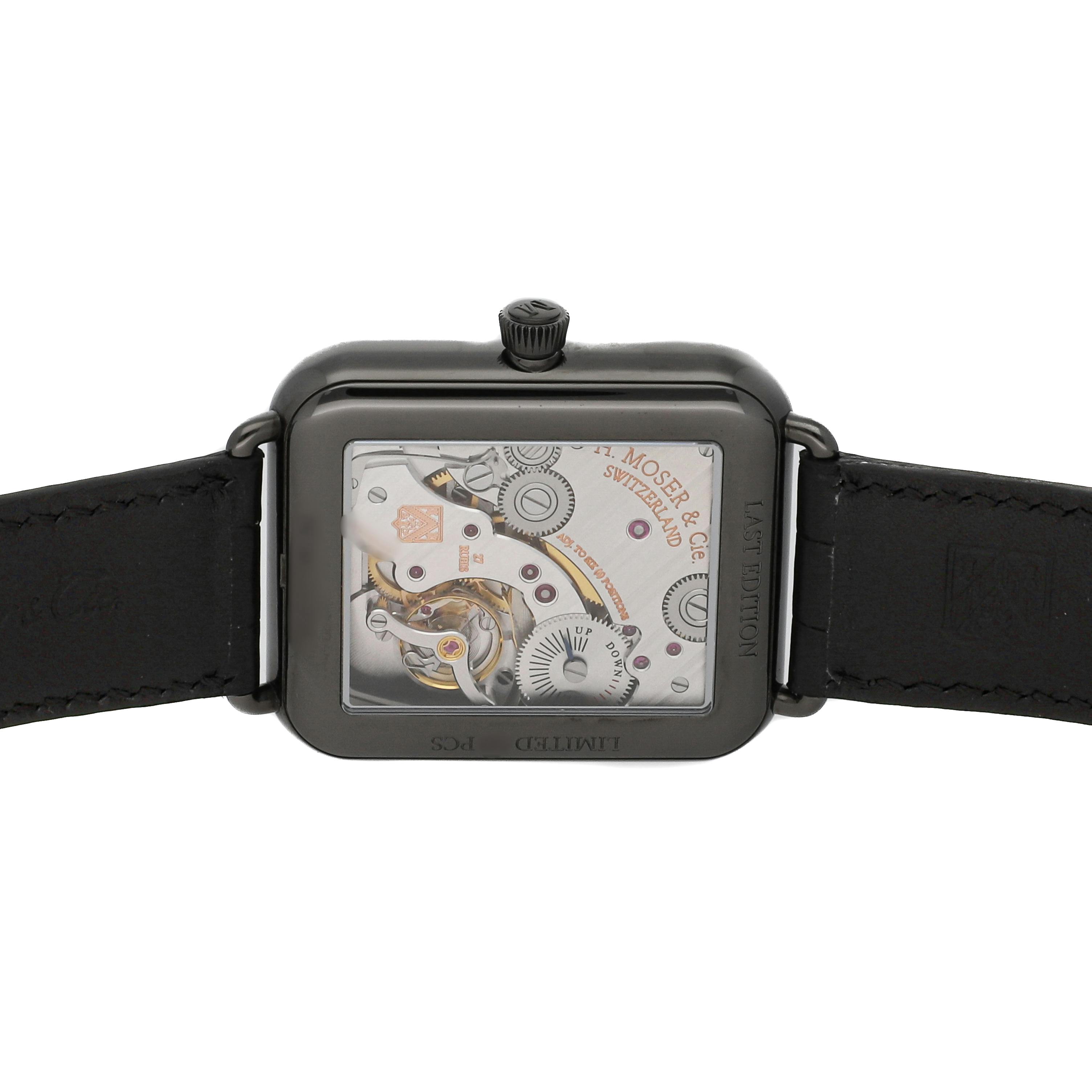 A ALPS Mens Watch Skeleton Luxury Mechanical Stainless Steel Waterproof  Black Automatic Self-Winding Roman Numerals Diamond Dial Wrist Watch