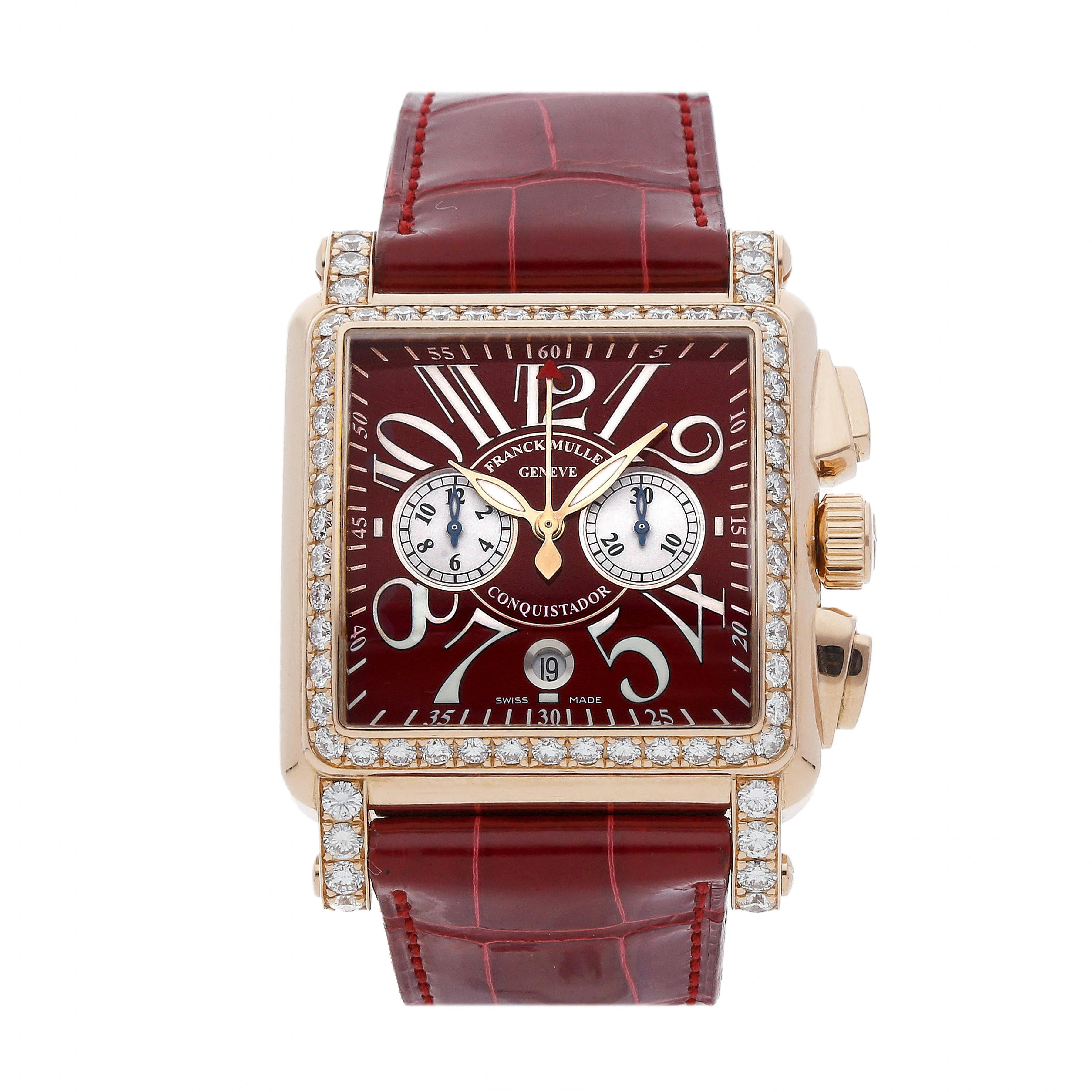 Franck Muller Conquistador Cortez Auto Gold Diamonds Mens Watch