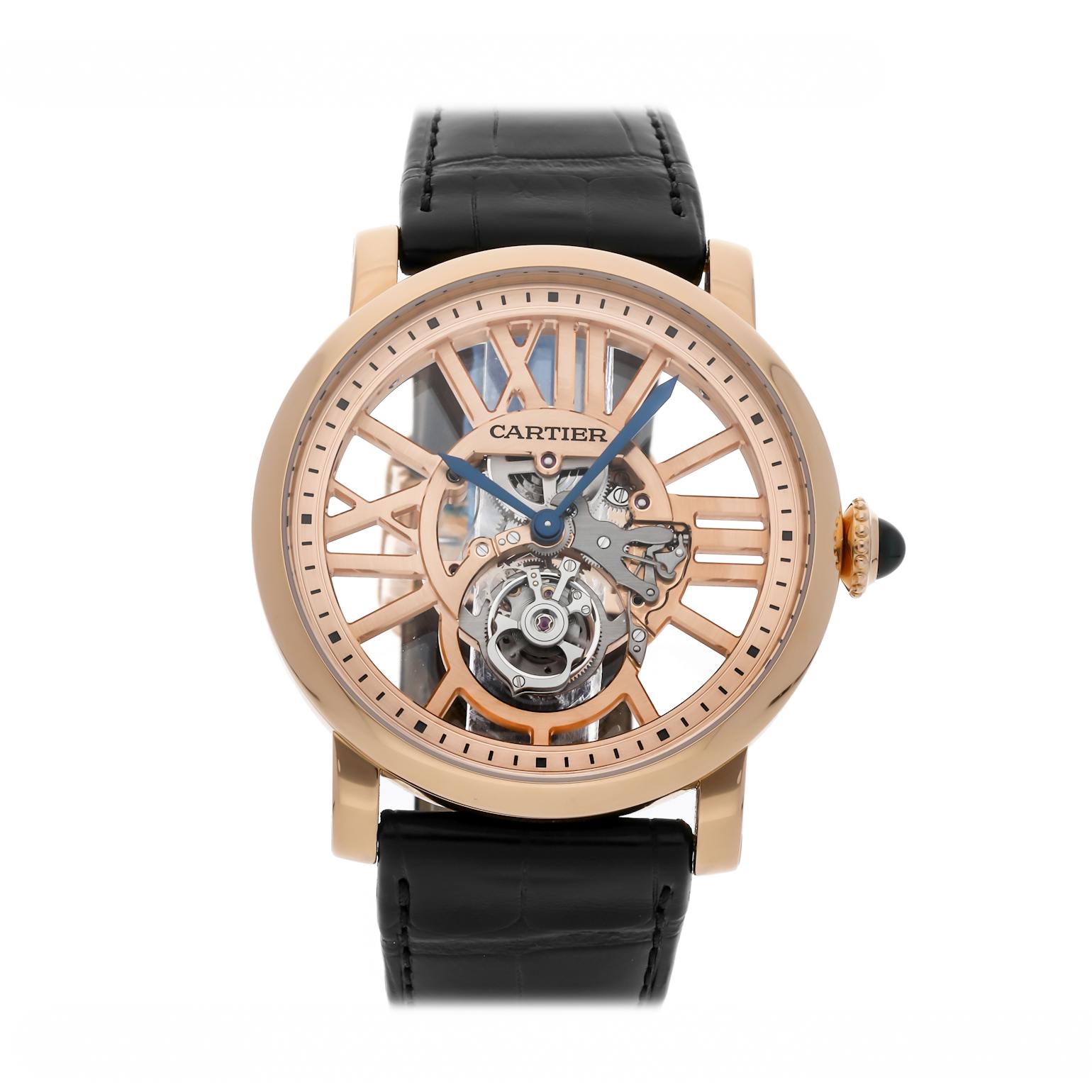 Cartier Rotonde De Cartier Flying Tourbillon Skeleton W1580046 Rose Gold  Watch