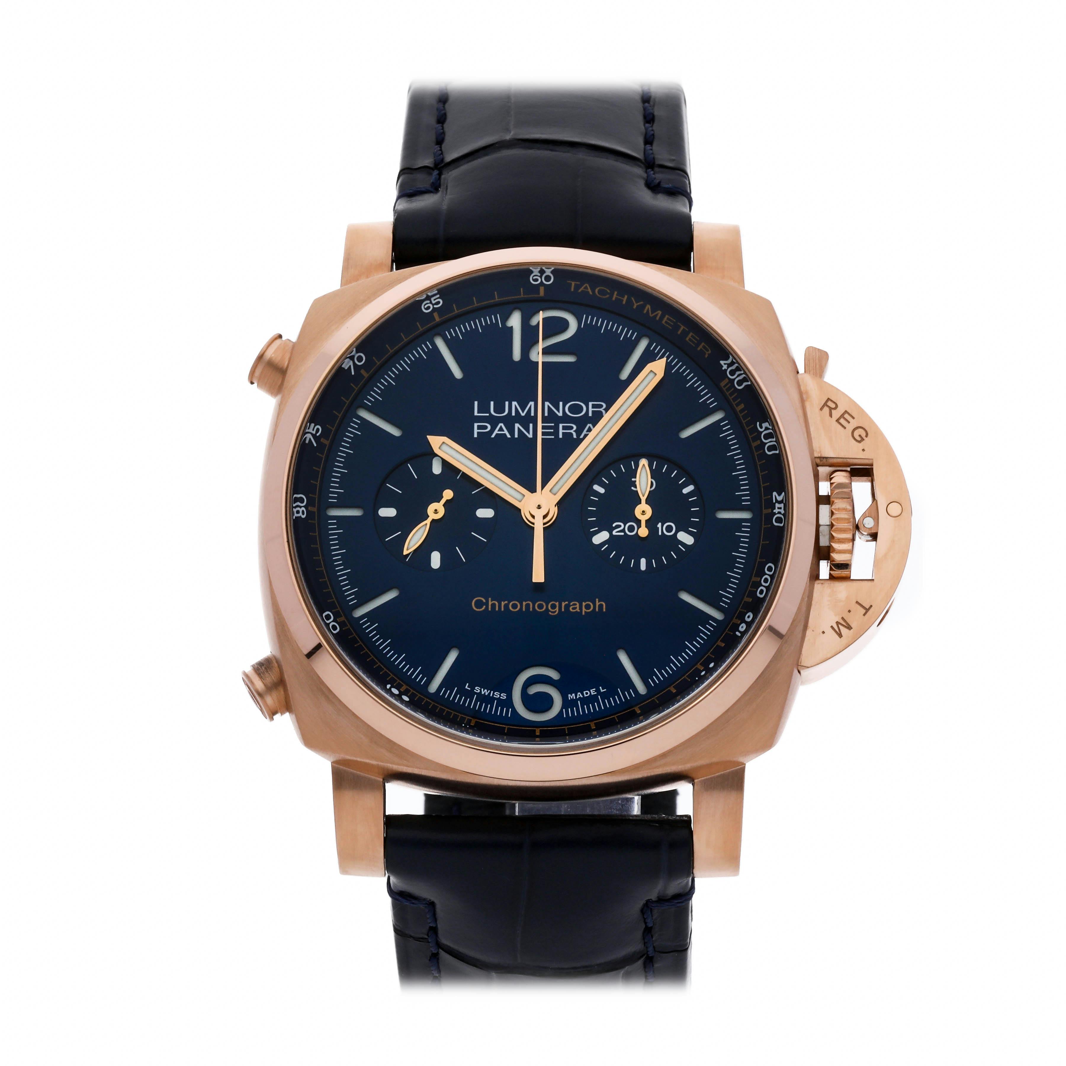 Pre Owned Panerai Luminor Chronograph Goldtech Blue Notte PAM 1111