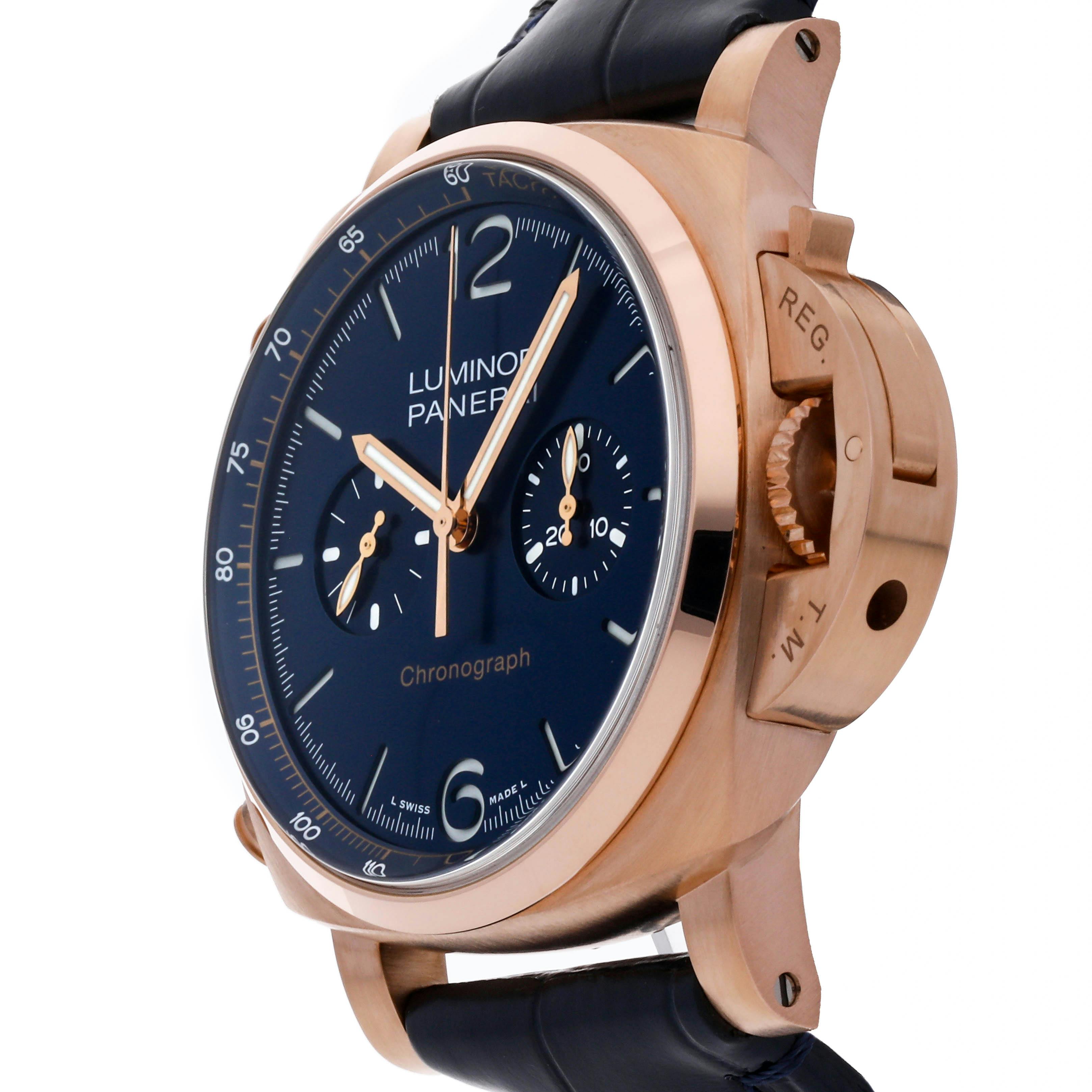 Pre Owned Panerai Luminor Chronograph Goldtech Blue Notte PAM 1111