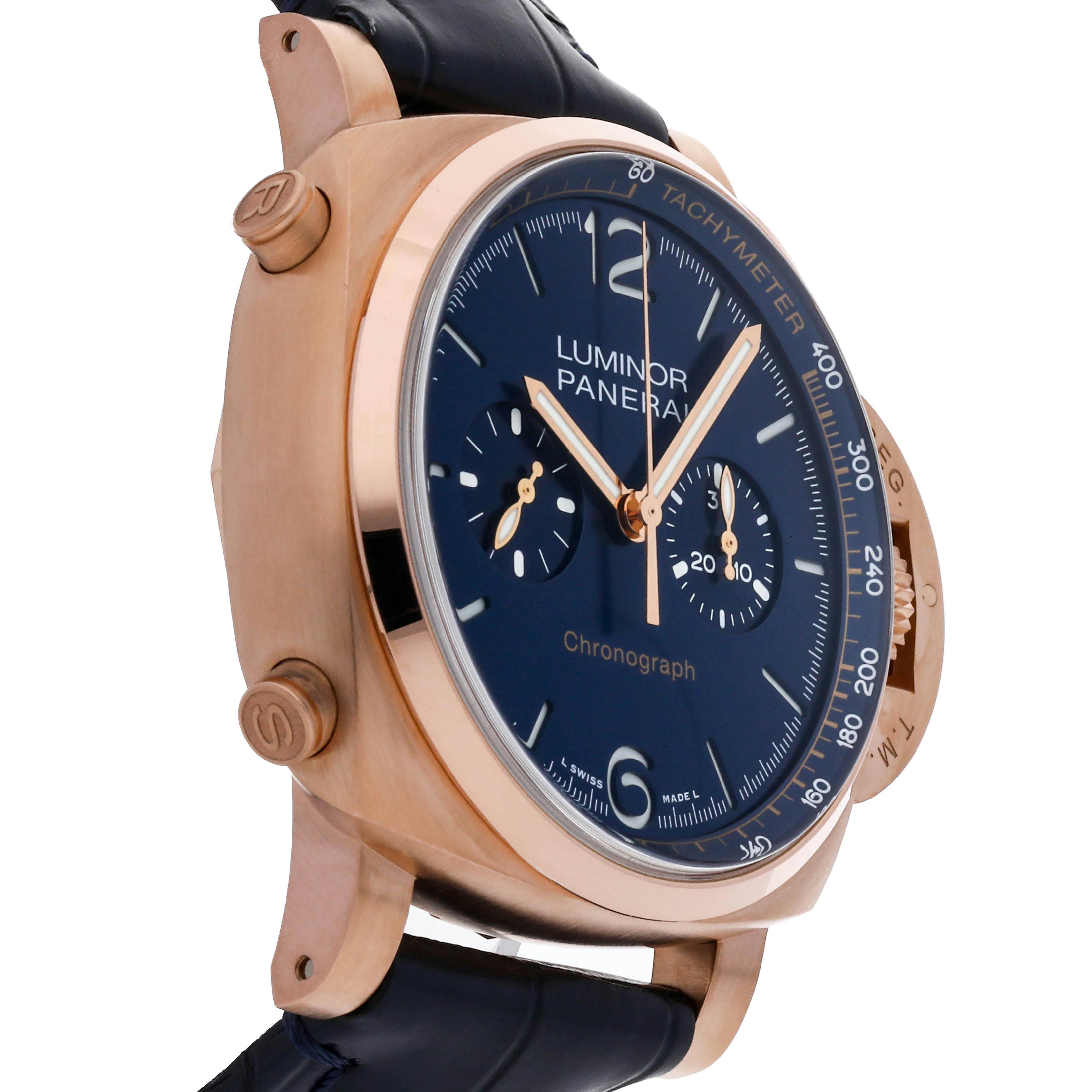 Pre Owned Panerai Luminor Chronograph Goldtech Blue Notte PAM 1111