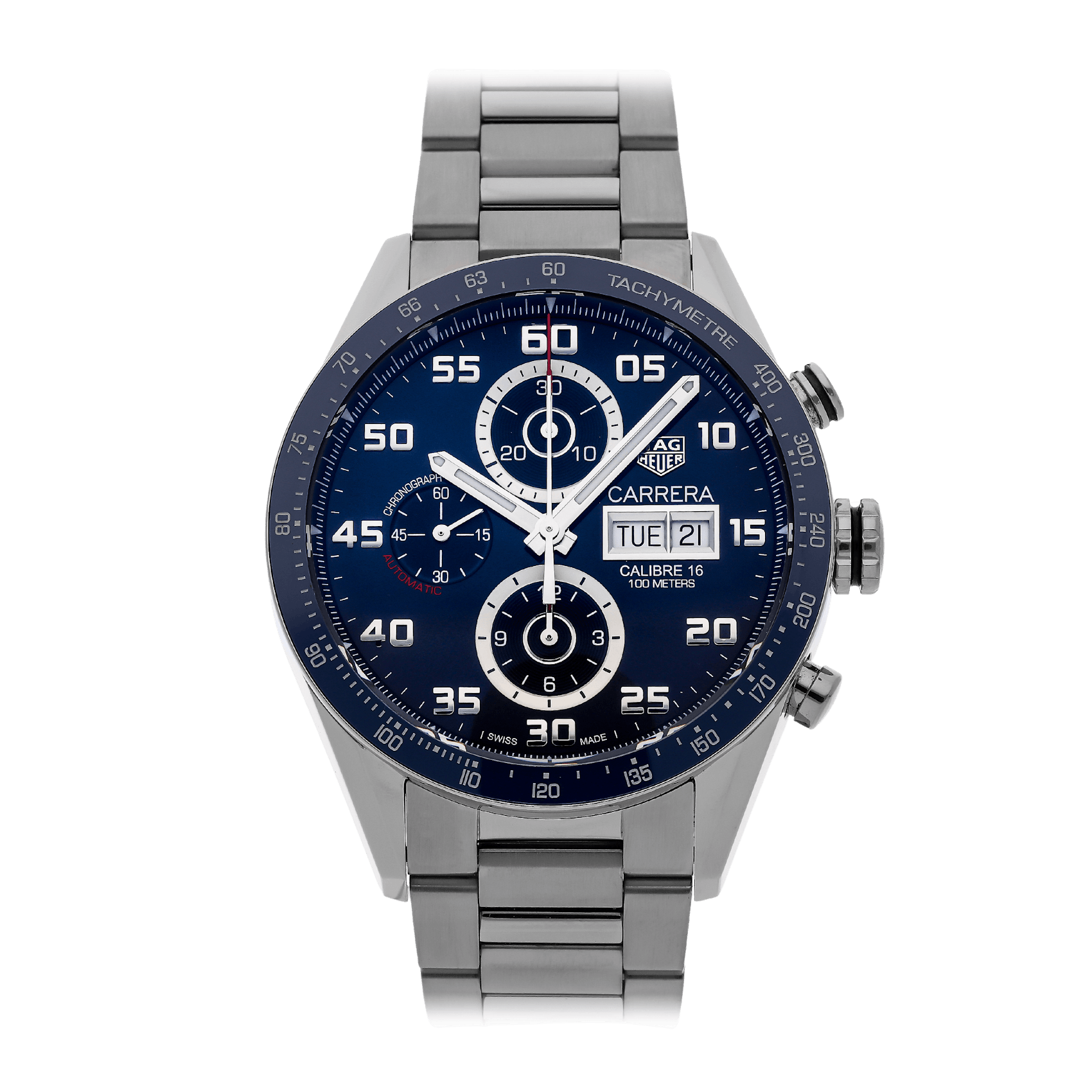 Vertical Pre-Owned Tag Heuer Carrera Chronogarph Calibre 16 CV2A1V.BA0738