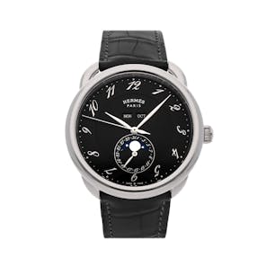 Hermès Men's Arceau L'heure de La Lune Granite Edition WG Watch in Grey, White Gold, Automatic | Govberg W056298WW00