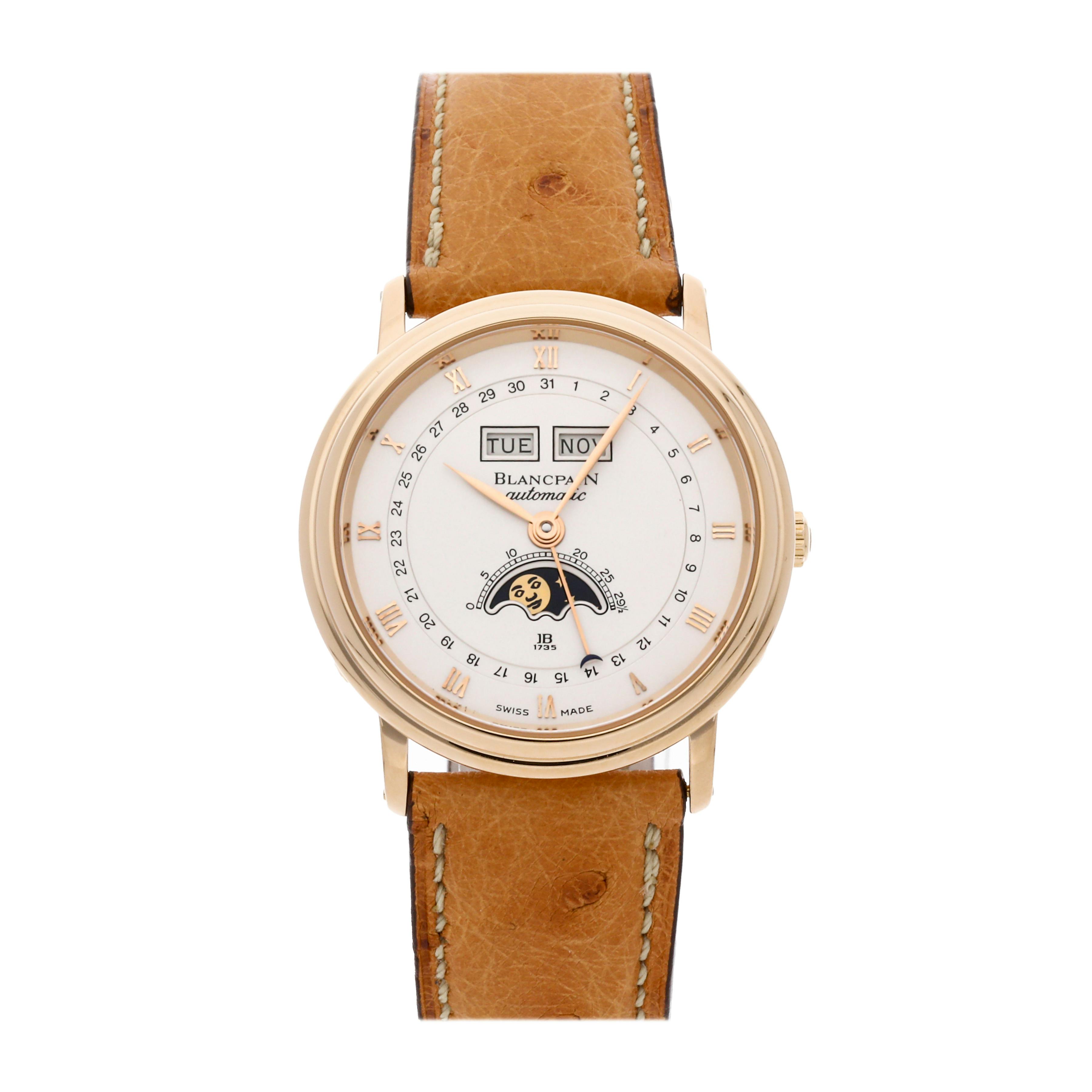 Pre Owned Blancpain Villeret Moon Phase Complete Calendar 6553