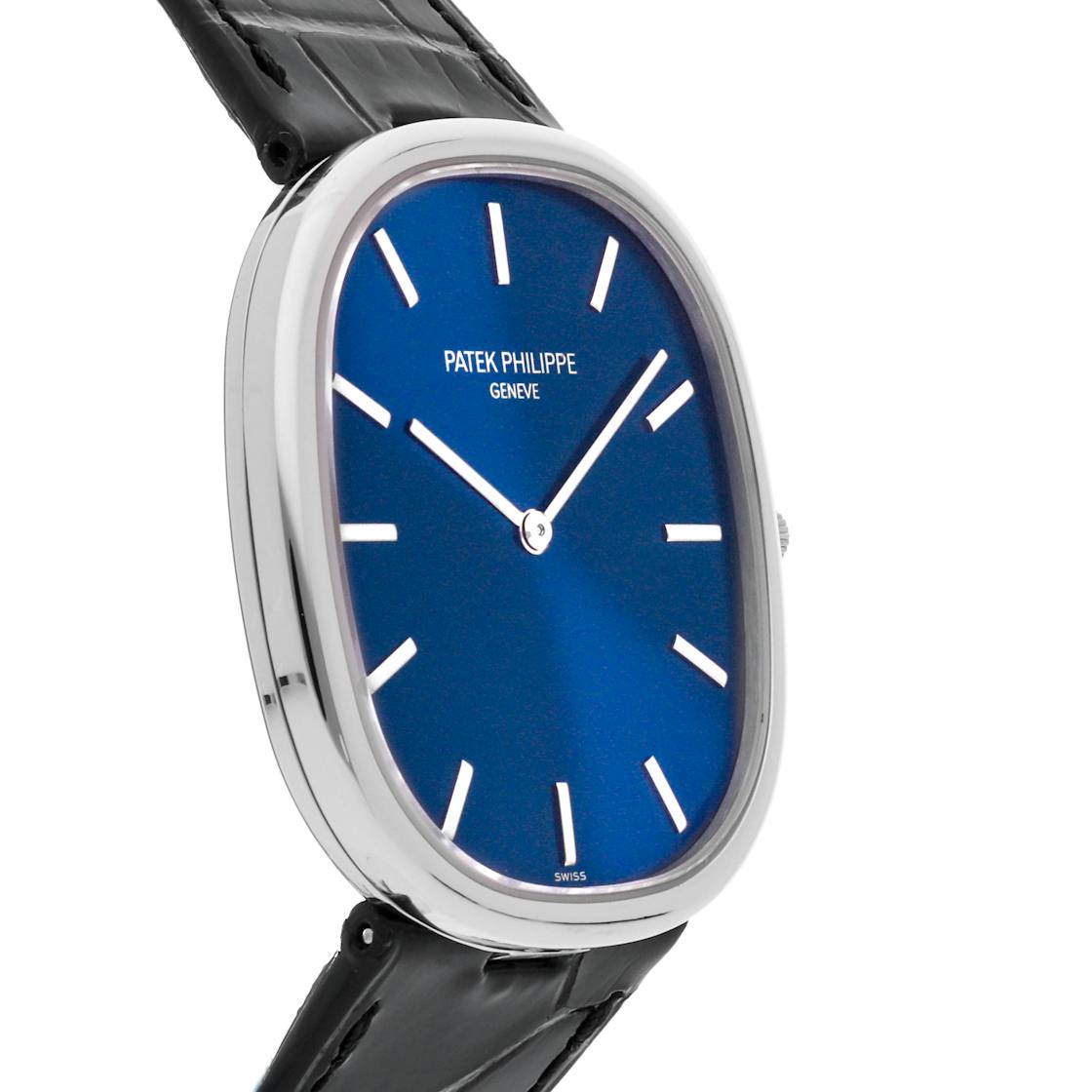 Patek Philippe  Golden Ellipse Blue Dial Platinum Watch 5738P-001