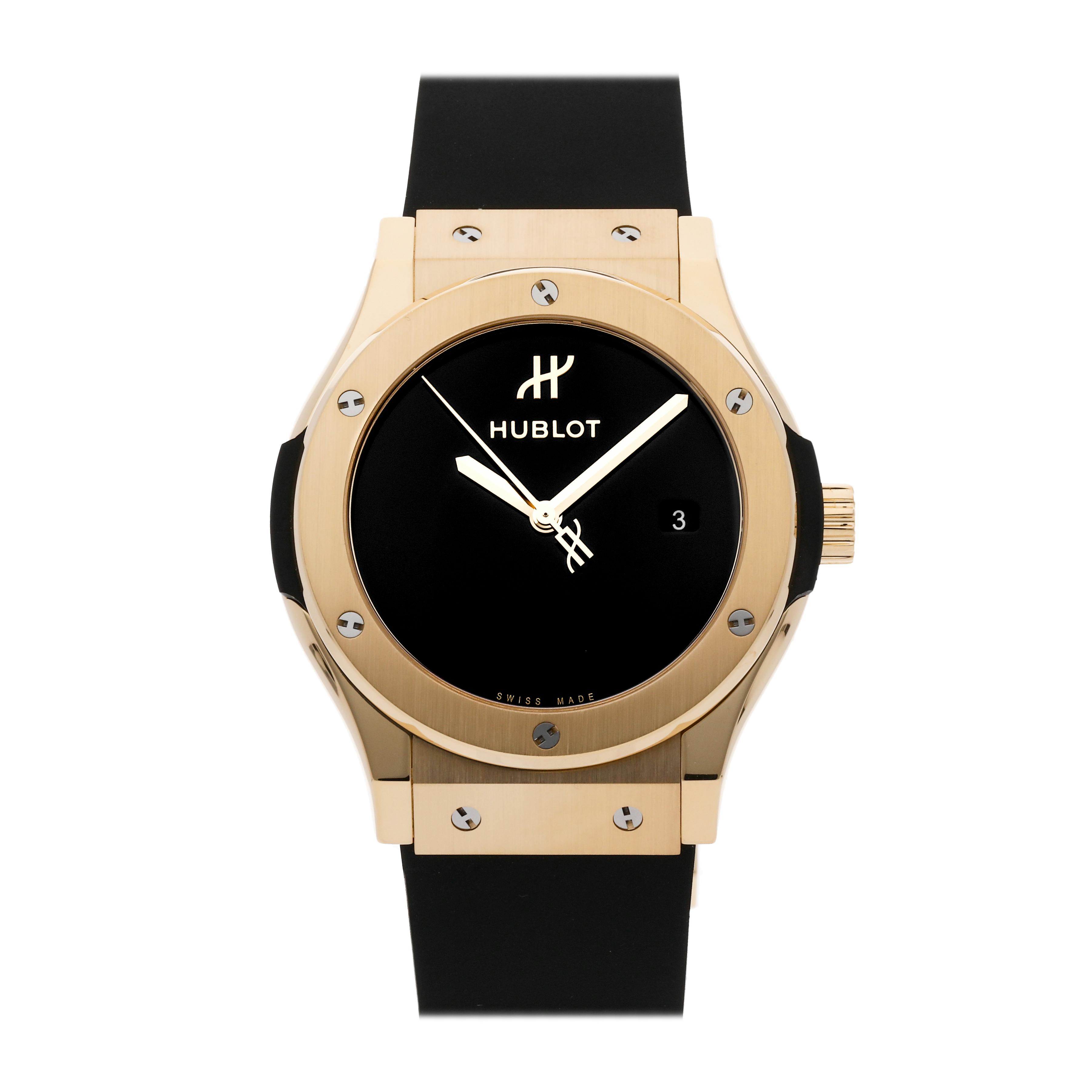 HUBLOT MDM 18K YELLOW GOLD 28 MM BLACK DIAL QUARTZ WATCH - jewelry - by  owner - sale - craigslist