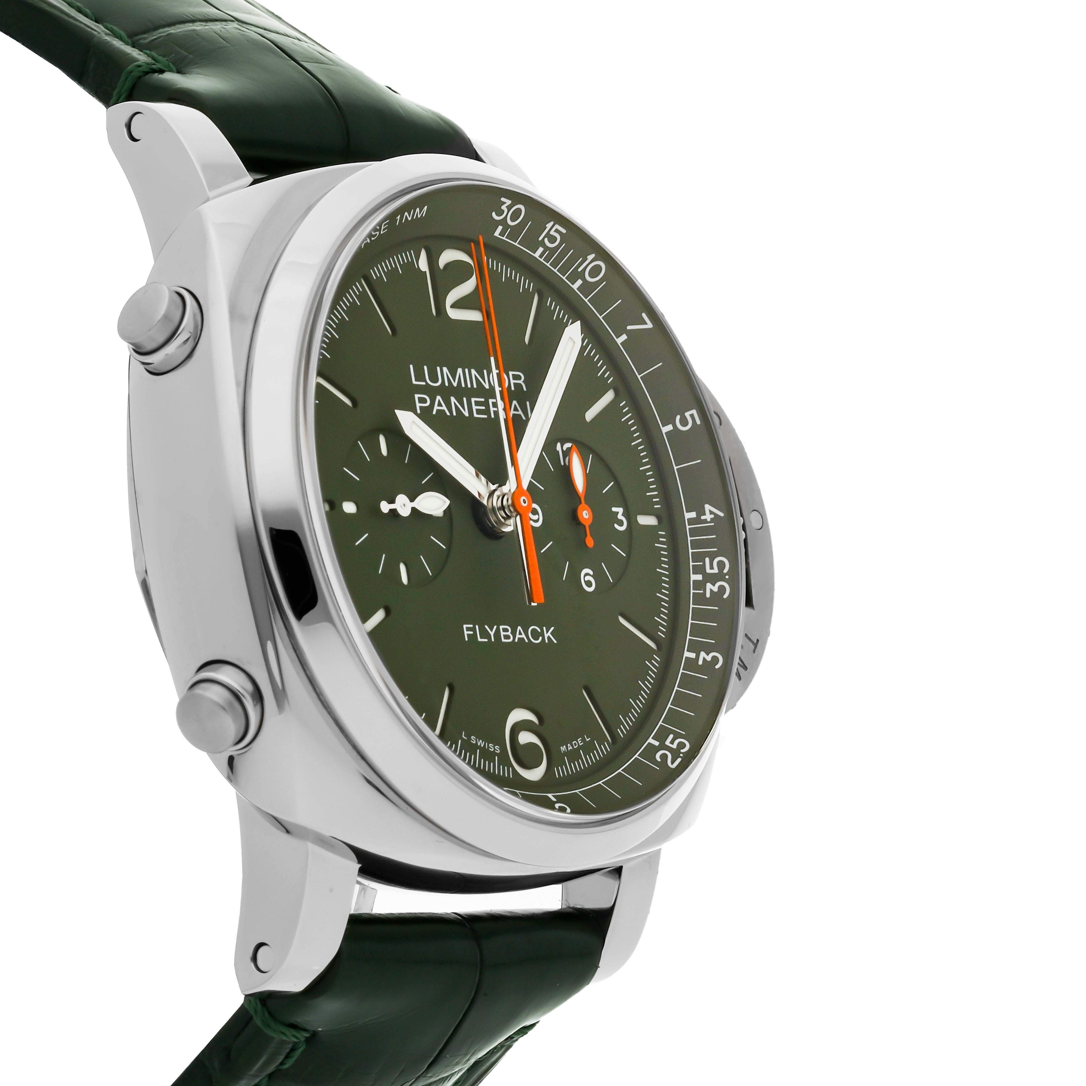 Pre Owned Panerai Luminor Chrono Flyback Verde Militare PAM 1296