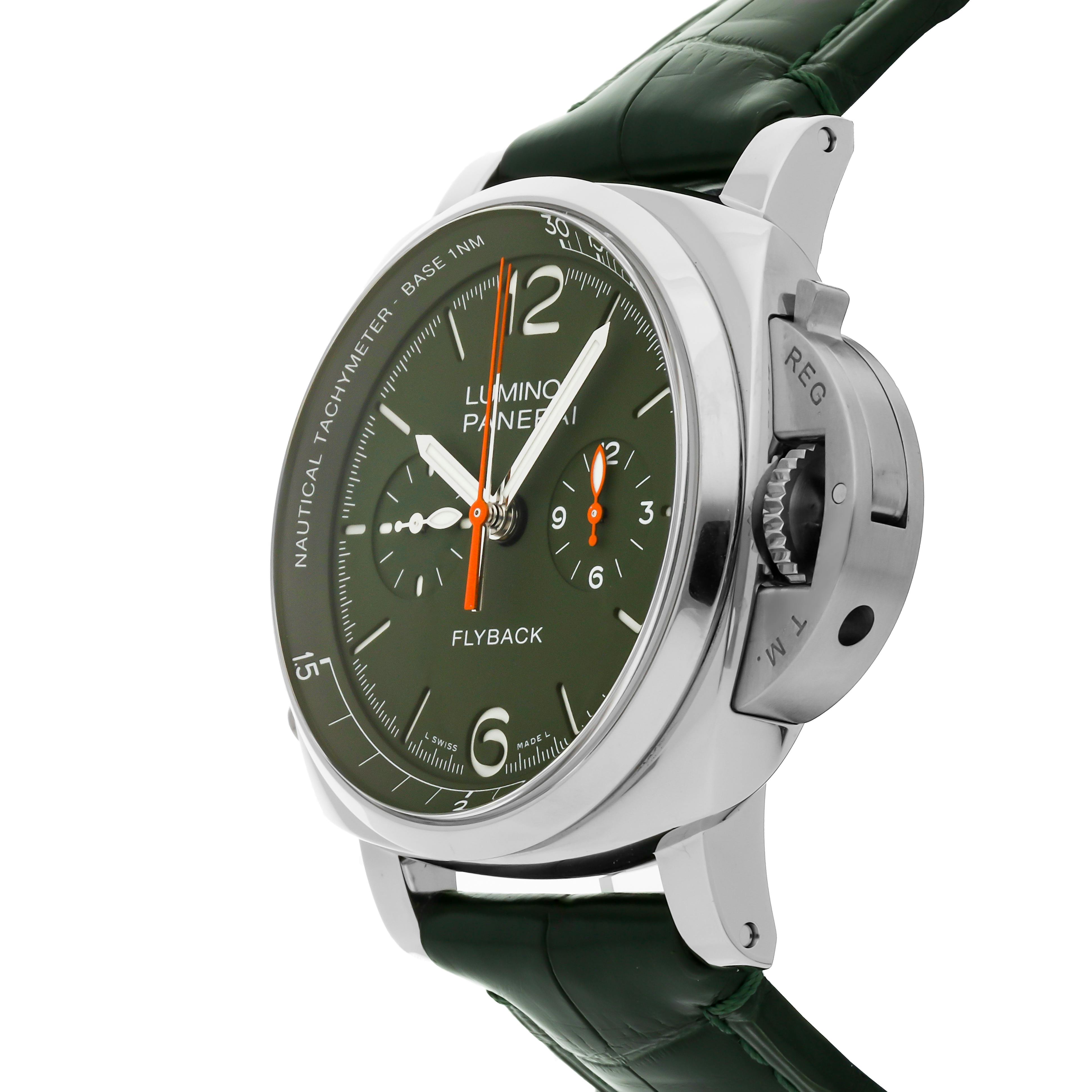 Pre Owned Panerai Luminor Chrono Flyback Verde Militare PAM 1296