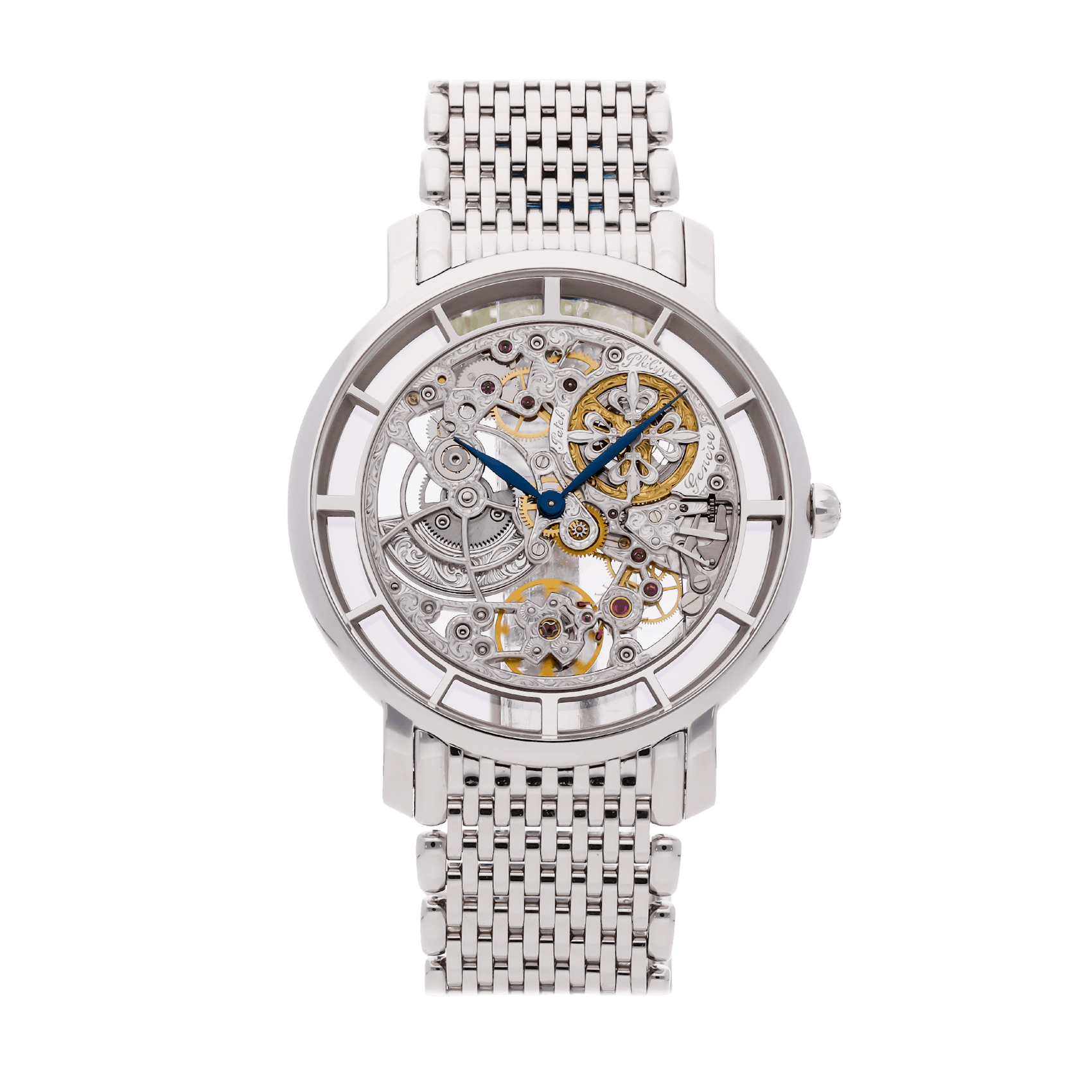 Vertical Pre-Owned Patek Philippe Complications Ultra Thin Skeleton Movement With Hand-Engraved Decoration 5180/1G-001