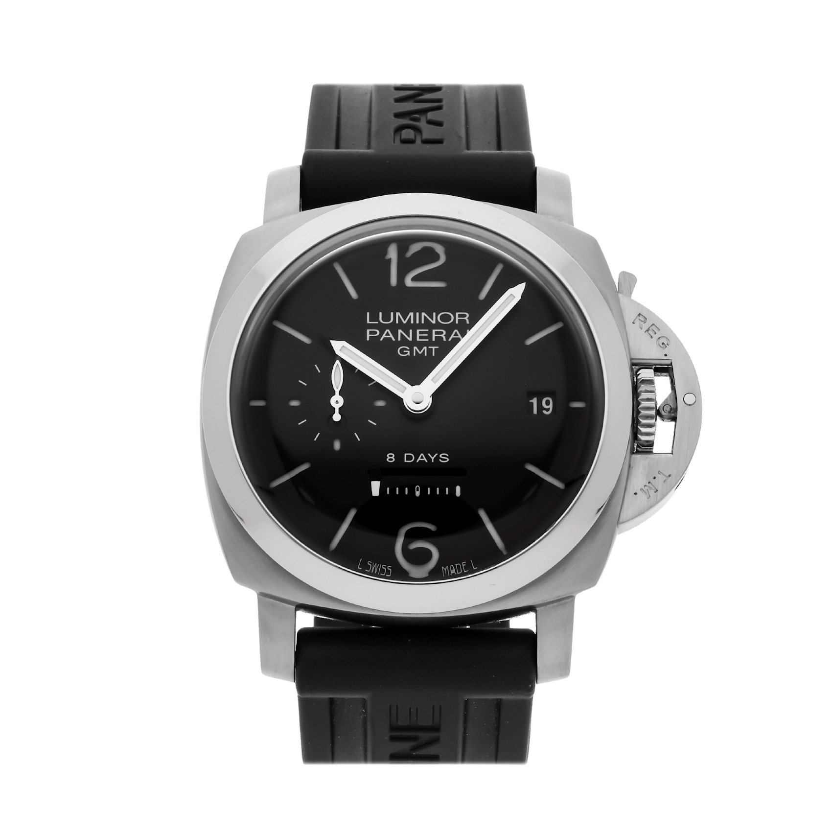 Vertical Pre-Owned Panerai Luminor 1950 8 Days GMT Acciaio PAM 233