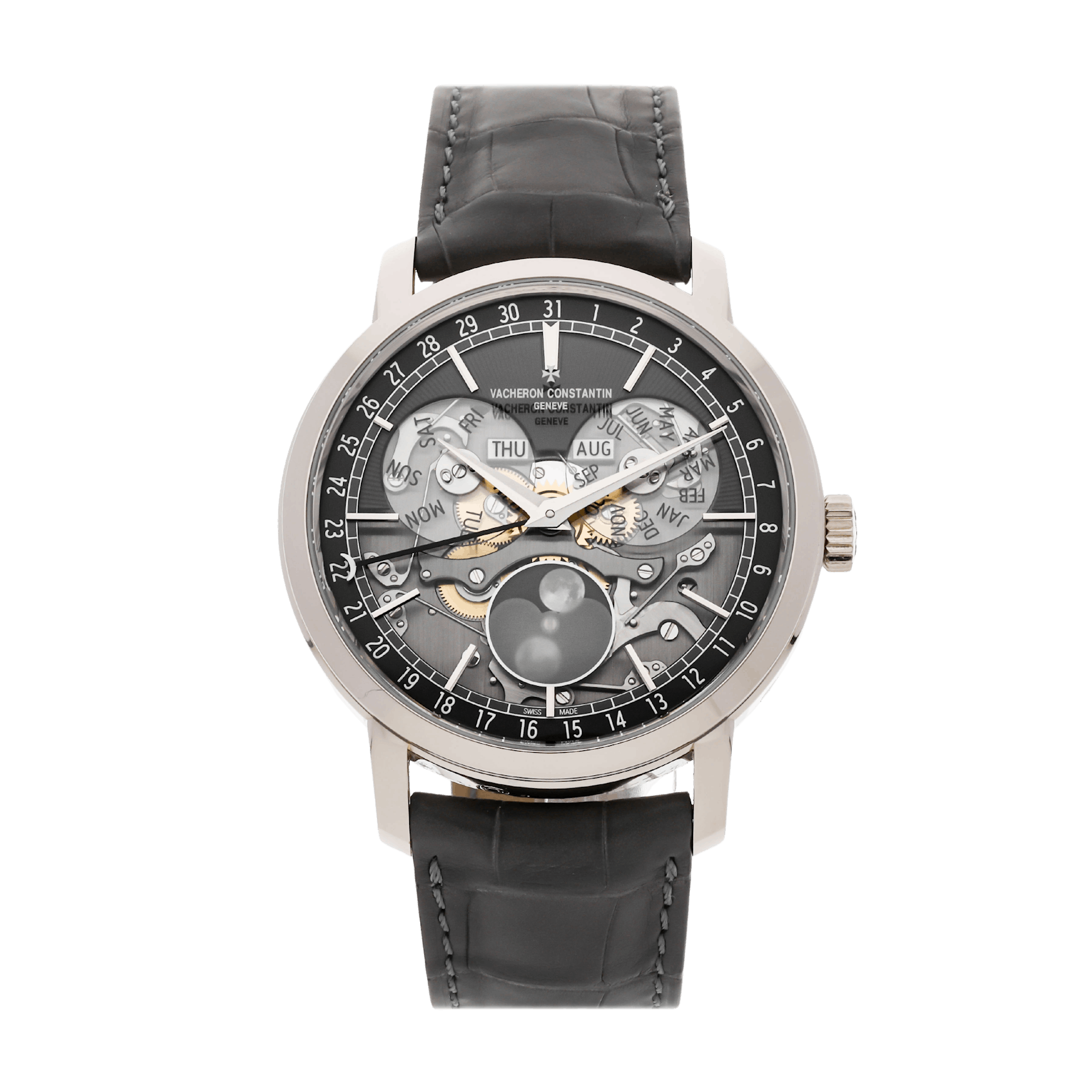 Vertical Pre-Owned Vacheron Constantin Traditionnelle Complete Calendar Openface 4020T/000G-B655