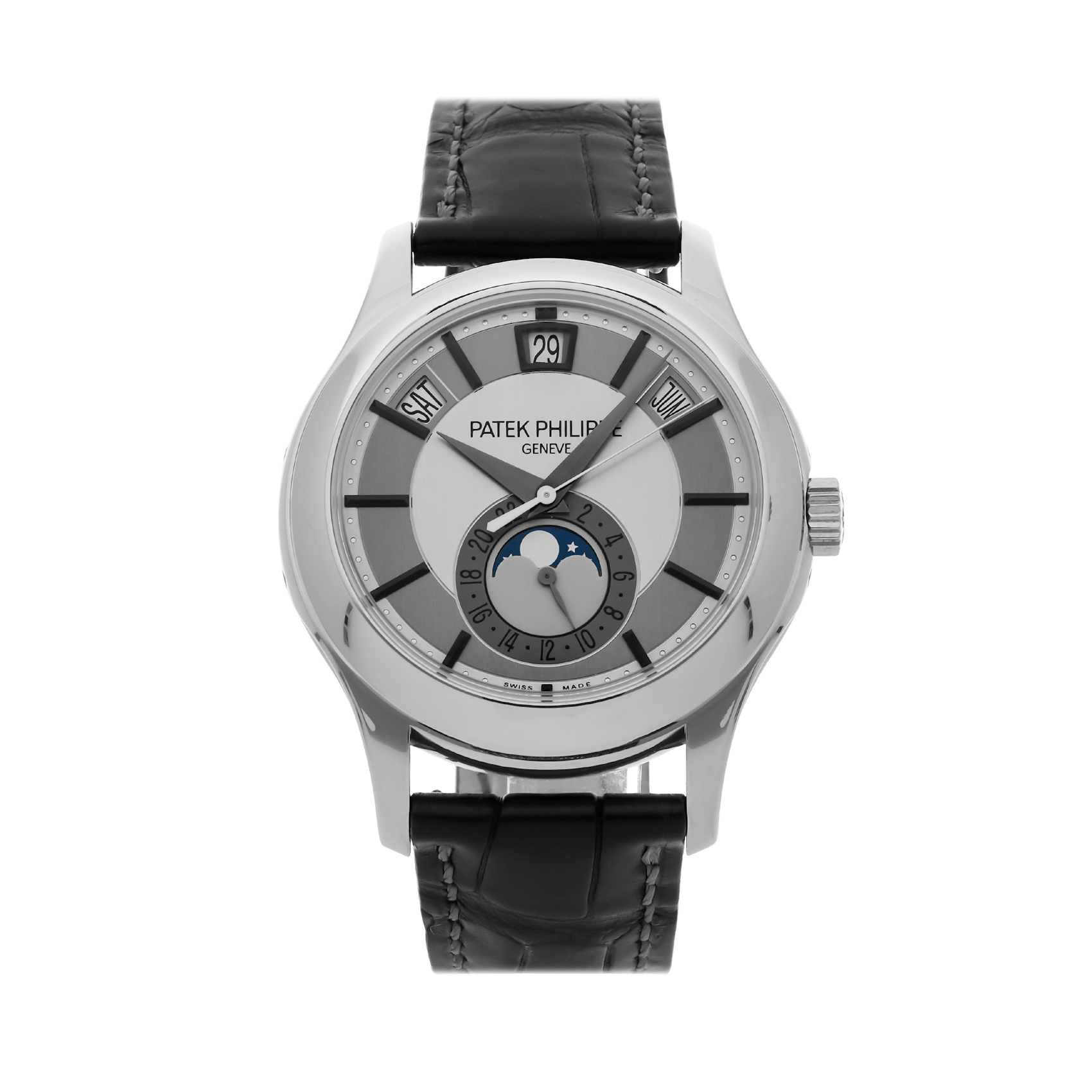 Vertical Pre-Owned Patek Philippe Complications Annual Calendar Moon Phases 5205G-001