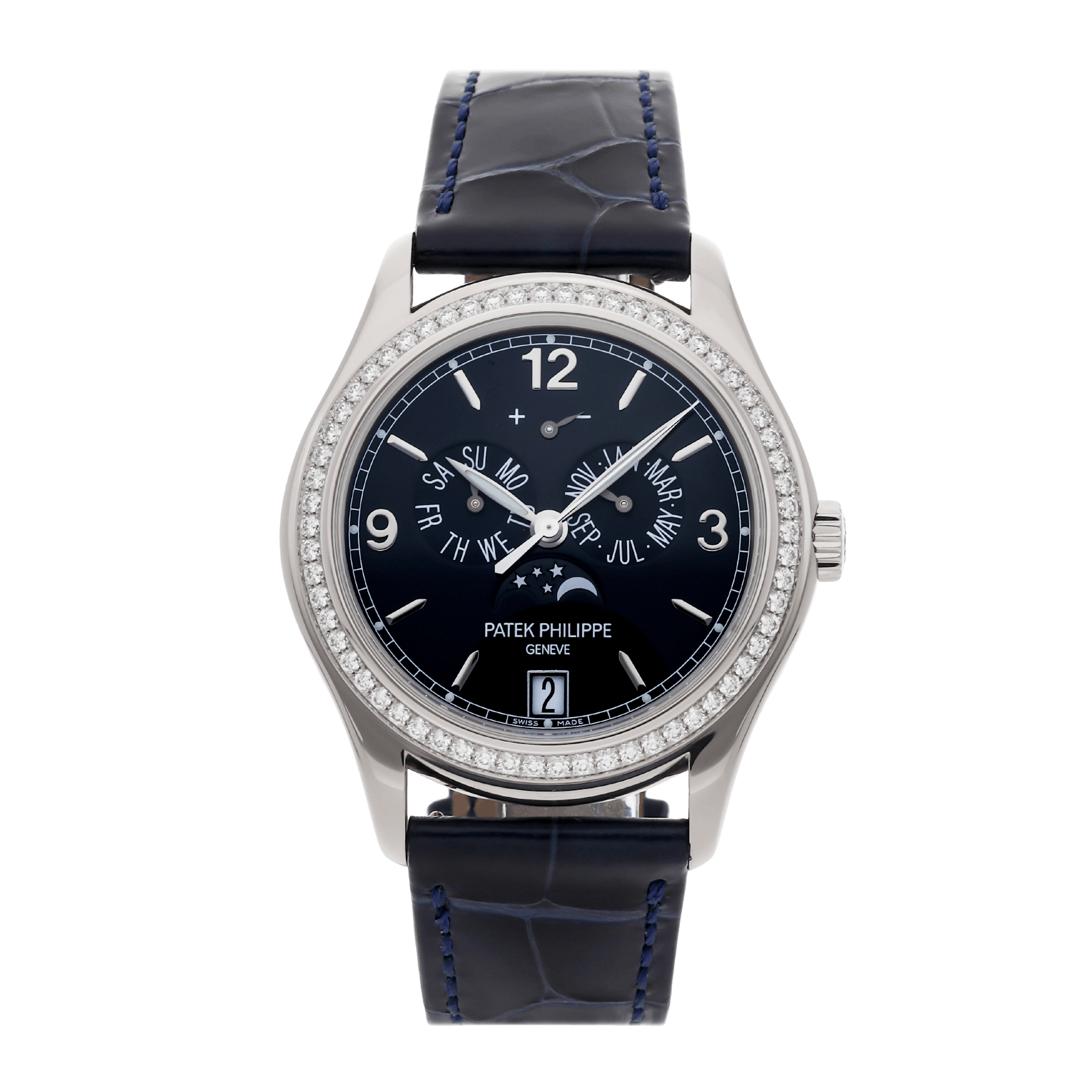 Vertical Pre-Owned Patek Philippe Complications Annual Calendar Moon Phases 5147G-001