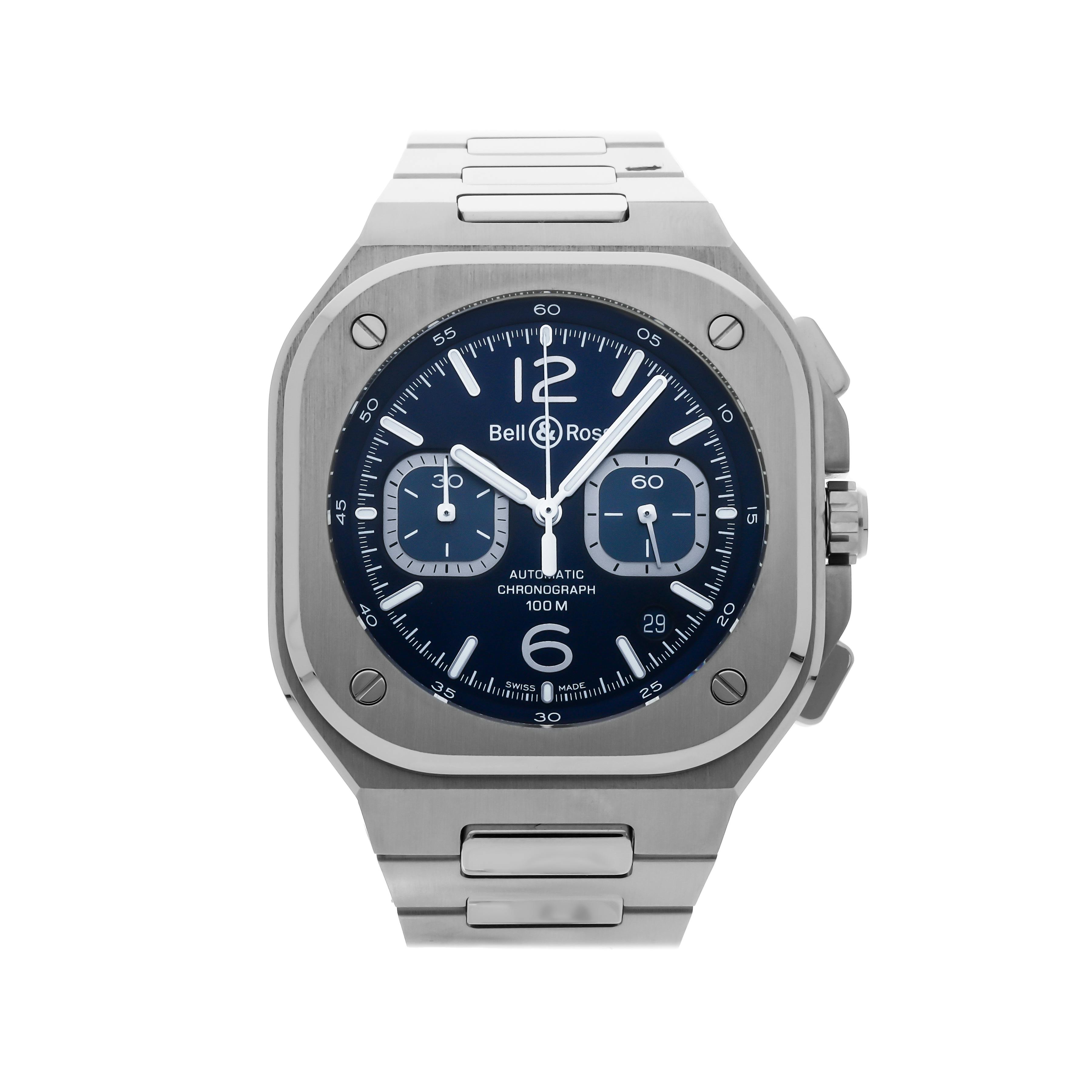Vertical Pre-Owned Bell & Ross BR 05 Chronograph BR05C-BLU-ST/SST