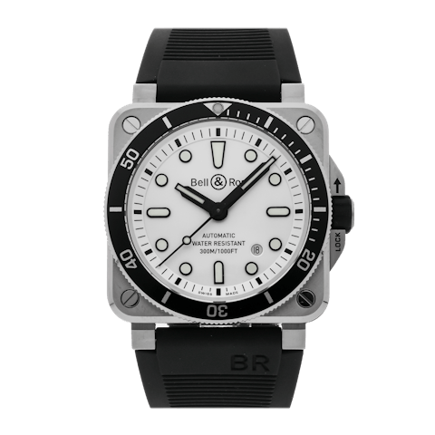 Vertical Pre-Owned Bell & Ross BR 03-92 Diver White BR0392-D-WH-ST/SRB