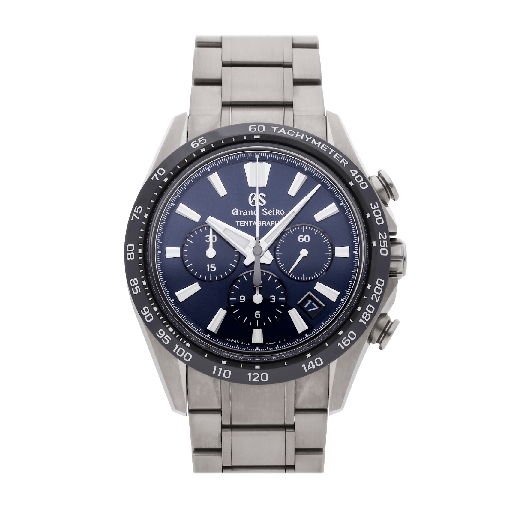 Vertical Pre-Owned Grand Seiko Evolution 9 Tentagraph Hi-Beat 36000 SLGC001