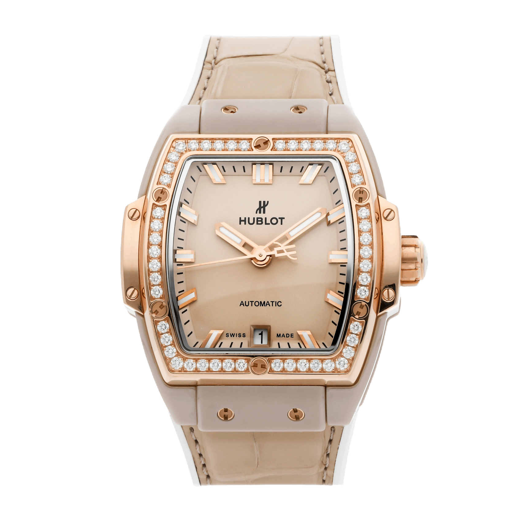 Vertical Spirit Of Big Bang Beige Ceramic King Gold Diamonds